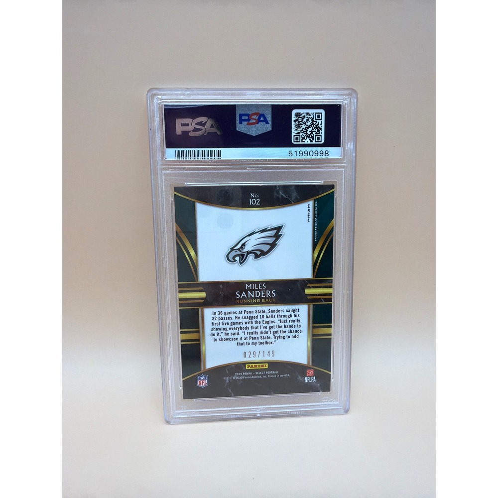 2019 Panini Select Miles Sanders Blue Prizm RC #102 PSA 9 Mint /149 Eagles - Picture 2 of 2